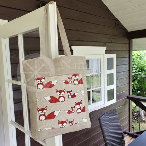 Printed semi-linen shopping bag "Fox"